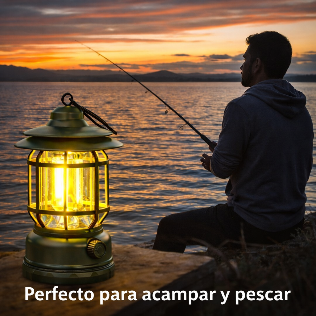 Lámpara de Camping LED Recargable Vintage - Portátil, Impermeable IPX5 para Exterior | Envío Local México