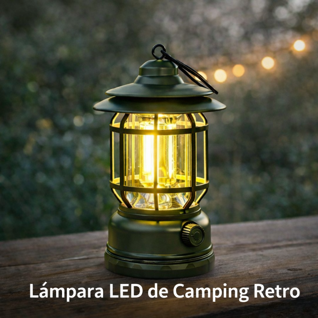Lámpara de Camping LED Recargable Vintage - Portátil, Impermeable IPX5 para Exterior | Envío Local México