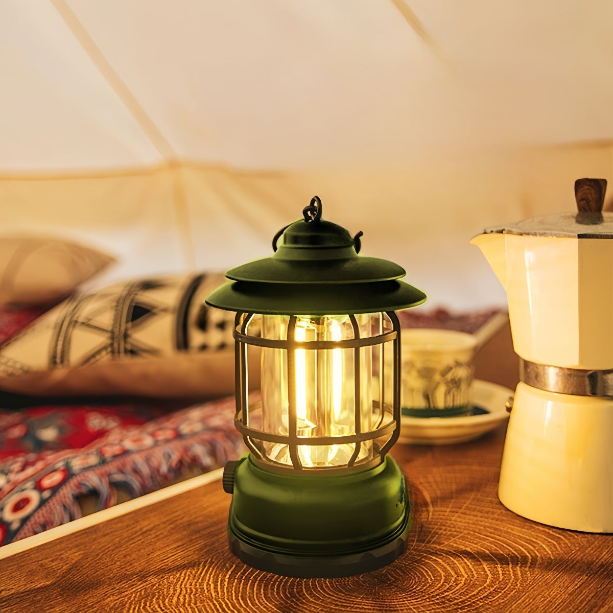 Lámpara de Camping LED Recargable Vintage - Portátil, Impermeable IPX5 para Exterior | Envío Local México
