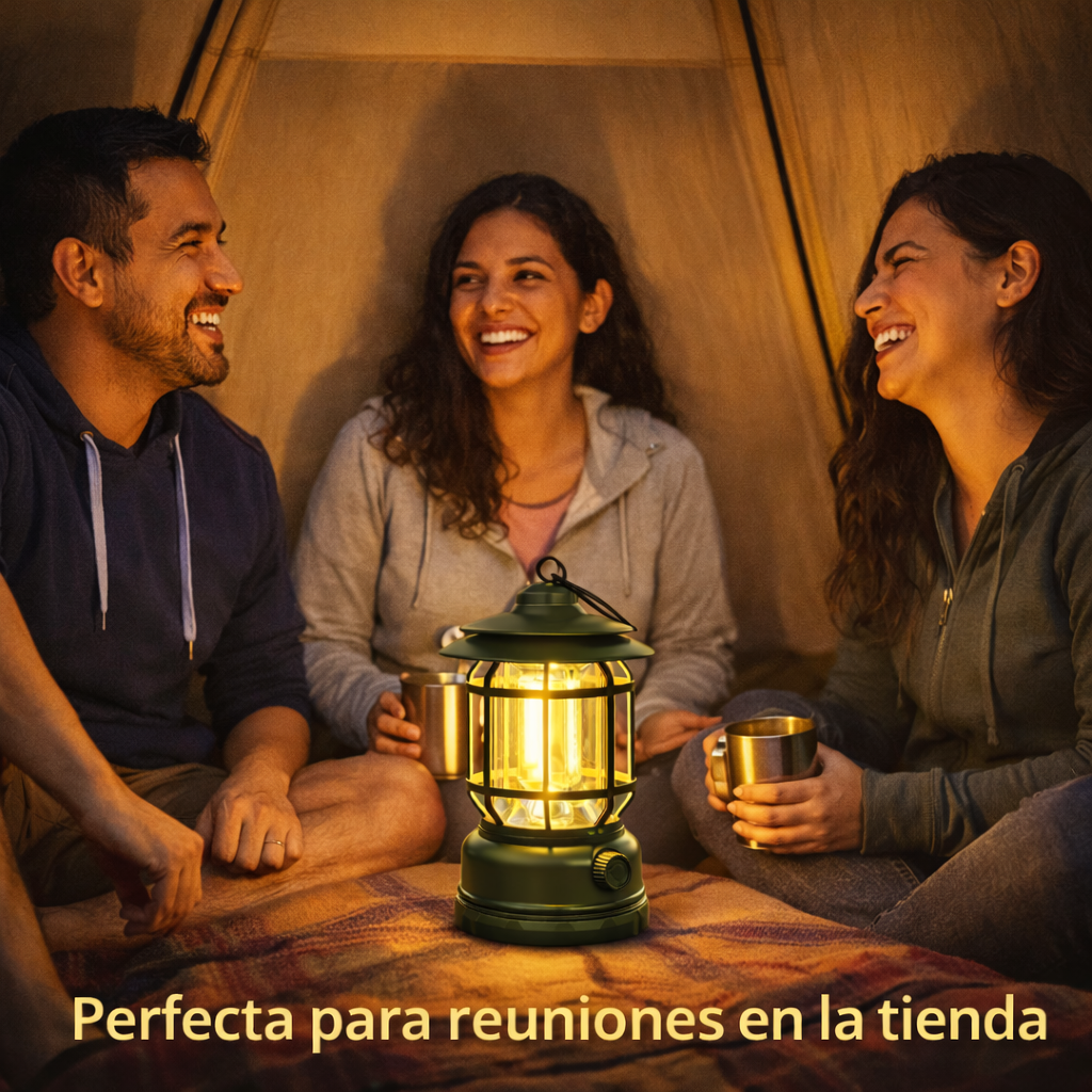 Lámpara de Camping LED Recargable Vintage - Portátil, Impermeable IPX5 para Exterior | Envío Local México
