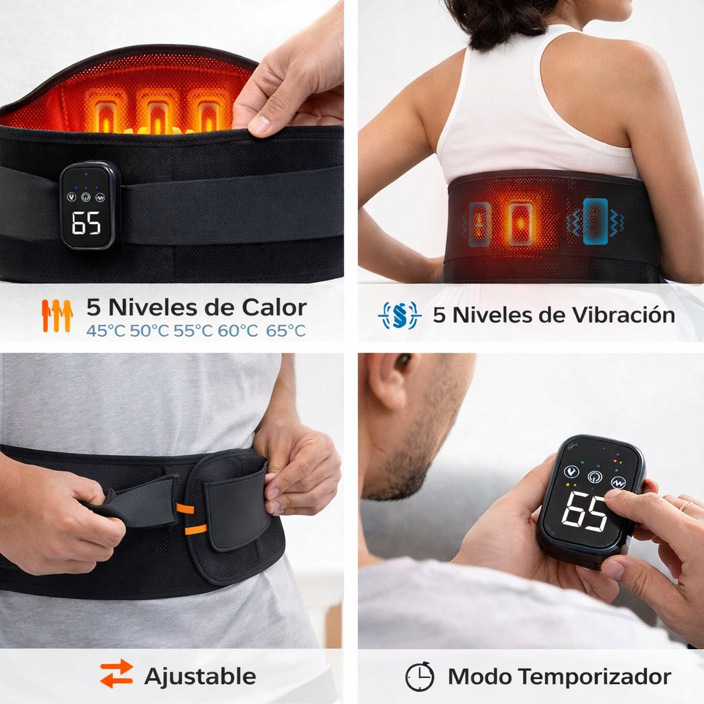 Soporte lumbar ajustable de neopreno con doble ajuste - Envío local México