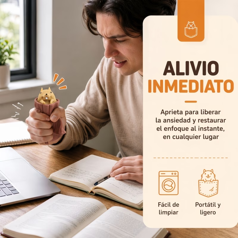 Ardilla en Tronco Desestresante Pop-Up Squishy - Envío Local México