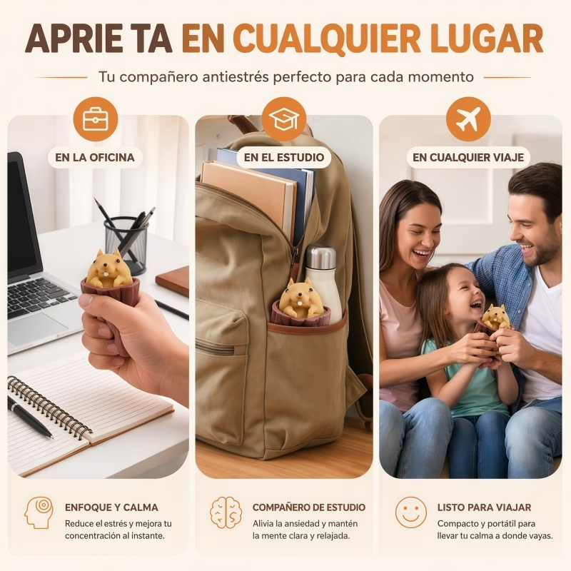 Ardilla en Tronco Desestresante Pop-Up Squishy - Envío Local México
